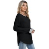 image:imageWIHOLL Womens Waffle Knit Tunic Tops Fall Long Sleeve Shirts Curved HemZablackgrey