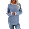 image:imageWIHOLL Womens Waffle Knit Tunic Tops Fall Long Sleeve Shirts Curved HemZabluegrey