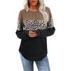 image:imageWIHOLL Womens Waffle Knit Tunic Tops Fall Long Sleeve Shirts Curved HemZcbrownleopardblack