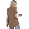 image:imageWIHOLL Womens Waffle Knit Tunic Tops Fall Long Sleeve Shirts Curved HemZdbrown Checkered