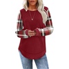 image:imageWIHOLL Womens Waffle Knit Tunic Tops Fall Long Sleeve Shirts Curved HemZdred Checkered