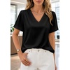 image:imageWIHOLL Work Blouses for Women Dressy Casual Summer Tops V Neck Short Sleeve ShirtsBlack