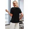 image:imageWIHOLL Work Blouses for Women Dressy Casual Summer Tops V Neck Short Sleeve ShirtsBlack