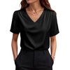 image:imageWIHOLL Work Blouses for Women Dressy Casual Summer Tops V Neck Short Sleeve ShirtsBlack