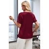 image:imageWIHOLL Work Blouses for Women Dressy Casual Summer Tops V Neck Short Sleeve ShirtsBurgundy