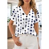 image:imageWIHOLL Work Blouses for Women Dressy Casual Summer Tops V Neck Short Sleeve ShirtsGeometry