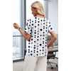 image:imageWIHOLL Work Blouses for Women Dressy Casual Summer Tops V Neck Short Sleeve ShirtsGeometry