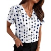 image:imageWIHOLL Work Blouses for Women Dressy Casual Summer Tops V Neck Short Sleeve ShirtsGeometry