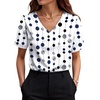 image:imageWIHOLL Work Blouses for Women Dressy Casual Summer Tops V Neck Short Sleeve ShirtsGeometry