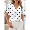 image:imageWIHOLL Work Blouses for Women Dressy Casual Summer Tops V Neck Short Sleeve ShirtsPolka Dot