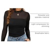 image:imageWomens Sexy Mesh Long Sleeve Shirts Fashion Clothing Turtle Necks Sheer Ruched Going Out Tops Fall Outfits Slim Fit BlousesBlack
