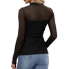 image:imageWomens Sexy Mesh Long Sleeve Shirts Fashion Clothing Turtle Necks Sheer Ruched Going Out Tops Fall Outfits Slim Fit BlousesBlack