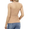 image:imageWomens Sexy Mesh Long Sleeve Shirts Fashion Clothing Turtle Necks Sheer Ruched Going Out Tops Fall Outfits Slim Fit BlousesCapricot