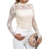 image:imageWomens Sexy Mesh Long Sleeve Shirts Fashion Clothing Turtle Necks Sheer Ruched Going Out Tops Fall Outfits Slim Fit BlousesCapricot2