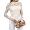 image:imageWomens Sexy Mesh Long Sleeve Shirts Fashion Clothing Turtle Necks Sheer Ruched Going Out Tops Fall Outfits Slim Fit BlousesCapricot2