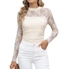 image:imageWomens Sexy Mesh Long Sleeve Shirts Fashion Clothing Turtle Necks Sheer Ruched Going Out Tops Fall Outfits Slim Fit BlousesCapricot2