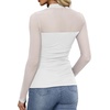image:imageWomens Sexy Mesh Long Sleeve Shirts Fashion Clothing Turtle Necks Sheer Ruched Going Out Tops Fall Outfits Slim Fit BlousesClassic White