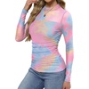 image:imageWomens Sexy Mesh Long Sleeve Shirts Fashion Clothing Turtle Necks Sheer Ruched Going Out Tops Fall Outfits Slim Fit BlousesDtiedye1