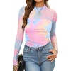 image:imageWomens Sexy Mesh Long Sleeve Shirts Fashion Clothing Turtle Necks Sheer Ruched Going Out Tops Fall Outfits Slim Fit BlousesDtiedye1