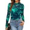 image:imageWomens Sexy Mesh Long Sleeve Shirts Fashion Clothing Turtle Necks Sheer Ruched Going Out Tops Fall Outfits Slim Fit BlousesDtiedye3