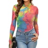 image:imageWomens Sexy Mesh Long Sleeve Shirts Fashion Clothing Turtle Necks Sheer Ruched Going Out Tops Fall Outfits Slim Fit BlousesDtiedye5