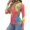 image:imageWomens Sexy Mesh Long Sleeve Shirts Fashion Clothing Turtle Necks Sheer Ruched Going Out Tops Fall Outfits Slim Fit BlousesDtiedye5