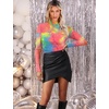 image:imageWomens Sexy Mesh Long Sleeve Shirts Fashion Clothing Turtle Necks Sheer Ruched Going Out Tops Fall Outfits Slim Fit BlousesDtiedye5