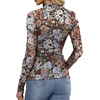 image:imageWomens Sexy Mesh Long Sleeve Shirts Fashion Clothing Turtle Necks Sheer Ruched Going Out Tops Fall Outfits Slim Fit BlousesFlower Print