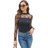 image:imageWomens Sexy Mesh Long Sleeve Shirts Fashion Clothing Turtle Necks Sheer Ruched Going Out Tops Fall Outfits Slim Fit BlousesLace Black 3