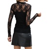 image:imageWomens Sexy Mesh Long Sleeve Shirts Fashion Clothing Turtle Necks Sheer Ruched Going Out Tops Fall Outfits Slim Fit BlousesLace Black One