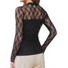 image:imageWomens Sexy Mesh Long Sleeve Shirts Fashion Clothing Turtle Necks Sheer Ruched Going Out Tops Fall Outfits Slim Fit BlousesLace Black Twp