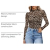 image:imageWomens Sexy Mesh Long Sleeve Shirts Fashion Clothing Turtle Necks Sheer Ruched Going Out Tops Fall Outfits Slim Fit BlousesLeopard Print