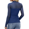 image:imageWomens Sexy Mesh Long Sleeve Shirts Fashion Clothing Turtle Necks Sheer Ruched Going Out Tops Fall Outfits Slim Fit BlousesNavy Blue