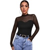 image:imageWomens Sexy Mesh Long Sleeve Shirts Fashion Clothing Turtle Necks Sheer Ruched Going Out Tops Fall Outfits Slim Fit BlousesPblack