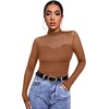 image:imageWomens Sexy Mesh Long Sleeve Shirts Fashion Clothing Turtle Necks Sheer Ruched Going Out Tops Fall Outfits Slim Fit BlousesPbrown