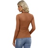 image:imageWomens Sexy Mesh Long Sleeve Shirts Fashion Clothing Turtle Necks Sheer Ruched Going Out Tops Fall Outfits Slim Fit BlousesPbrown