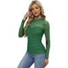 image:imageWomens Sexy Mesh Long Sleeve Shirts Fashion Clothing Turtle Necks Sheer Ruched Going Out Tops Fall Outfits Slim Fit BlousesPgreen