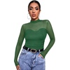 image:imageWomens Sexy Mesh Long Sleeve Shirts Fashion Clothing Turtle Necks Sheer Ruched Going Out Tops Fall Outfits Slim Fit BlousesPgreen