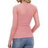 image:imageWomens Sexy Mesh Long Sleeve Shirts Fashion Clothing Turtle Necks Sheer Ruched Going Out Tops Fall Outfits Slim Fit BlousesPink