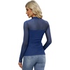 image:imageWomens Sexy Mesh Long Sleeve Shirts Fashion Clothing Turtle Necks Sheer Ruched Going Out Tops Fall Outfits Slim Fit BlousesPnavy Blue