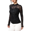 image:imageWomens Sexy Mesh Long Sleeve Shirts Fashion Clothing Turtle Necks Sheer Ruched Going Out Tops Fall Outfits Slim Fit BlousesPrint1