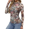 image:imageWomens Sexy Mesh Long Sleeve Shirts Fashion Clothing Turtle Necks Sheer Ruched Going Out Tops Fall Outfits Slim Fit BlousesPrinting3