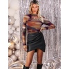 image:imageWomens Sexy Mesh Long Sleeve Shirts Fashion Clothing Turtle Necks Sheer Ruched Going Out Tops Fall Outfits Slim Fit BlousesPrinting4