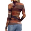 image:imageWomens Sexy Mesh Long Sleeve Shirts Fashion Clothing Turtle Necks Sheer Ruched Going Out Tops Fall Outfits Slim Fit BlousesPrinting4