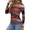image:imageWomens Sexy Mesh Long Sleeve Shirts Fashion Clothing Turtle Necks Sheer Ruched Going Out Tops Fall Outfits Slim Fit BlousesPrinting4