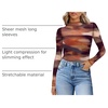 image:imageWomens Sexy Mesh Long Sleeve Shirts Fashion Clothing Turtle Necks Sheer Ruched Going Out Tops Fall Outfits Slim Fit BlousesPrinting4