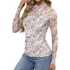 image:imageWomens Sexy Mesh Long Sleeve Shirts Fashion Clothing Turtle Necks Sheer Ruched Going Out Tops Fall Outfits Slim Fit BlousesPrinting7