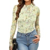 image:imageWomens Sexy Mesh Long Sleeve Shirts Fashion Clothing Turtle Necks Sheer Ruched Going Out Tops Fall Outfits Slim Fit BlousesPrinting8
