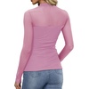 image:imageWomens Sexy Mesh Long Sleeve Shirts Fashion Clothing Turtle Necks Sheer Ruched Going Out Tops Fall Outfits Slim Fit BlousesPurple