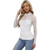 image:imageWomens Sexy Mesh Long Sleeve Shirts Fashion Clothing Turtle Necks Sheer Ruched Going Out Tops Fall Outfits Slim Fit BlousesPwhite